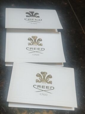 Creed Fragrance White Note Cards with Gold Embossed Crest